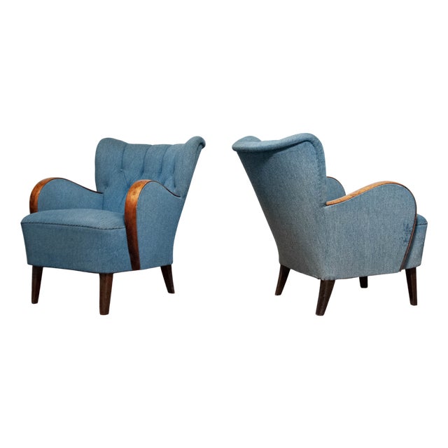 Set of Art Nouveau Swedish Club Chairs, 1940s For Sale