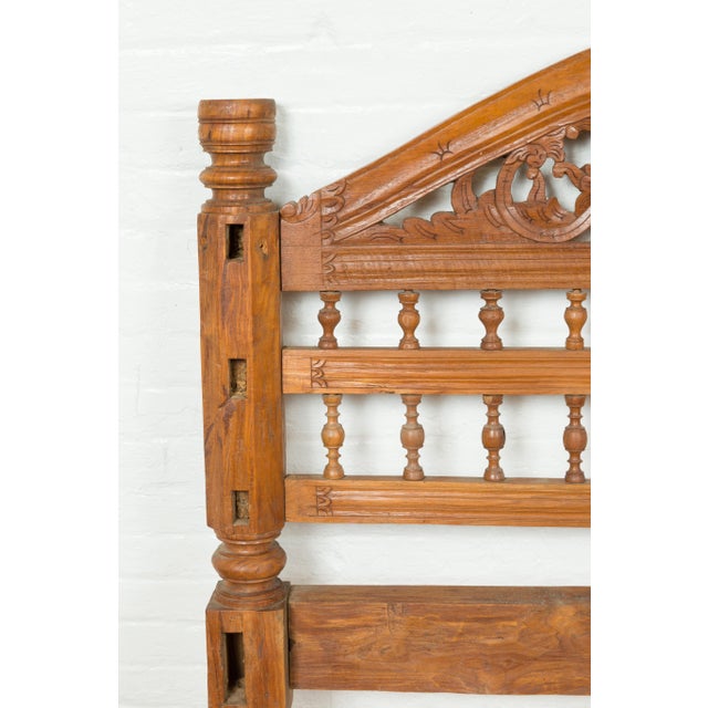 Mid 20th Century Indonesian Carved Scrolling Foliage & Petite Balusters Headboard For Sale In New York - Image 6 of 11