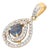18k Yellow Gold Sapphire Pear Drop Pendant With Double Halo Diamond Setting For Sale
