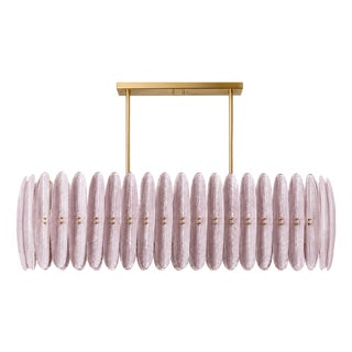 Mid-Century Style Ceiling Lamp in Brass and Pink Murano Scova Glass, Italy, 2010s For Sale