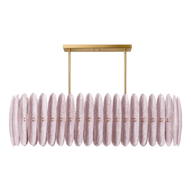 Mid-Century Style Ceiling Lamp in Brass and Pink Murano Scova Glass, Italy, 2010s For Sale
