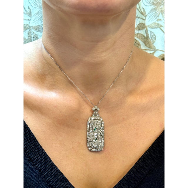 Estate Art Deco 5 Ct Diamond Platinum 10 Gm Pin / Broach /Pendant VS Quality For Sale - Image 11 of 18