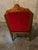 2 Antique Red Velvet and Wood Regal Living Room Chairs For Sale In New York - Image 6 of 11