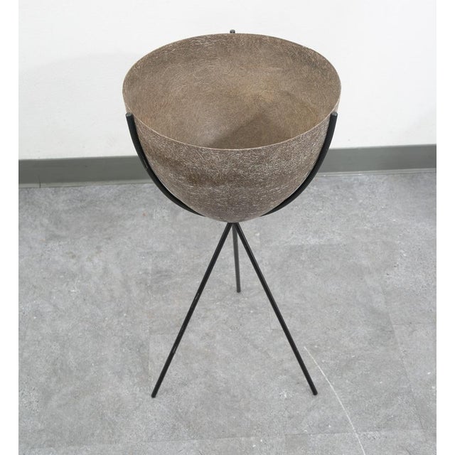 Mid Century Modern Planter Kimball Bullet Round Atomic Plant Stand Brown MCM For Sale - Image 12 of 12