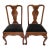 Pair 19th C English Queen Anne Mahogany Splat Back Slip Seat Side Chairs For Sale