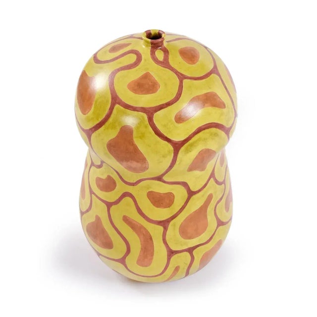 Contemporary Shawn Banks Organic Modern Yellow and Orange Gourd Shaped Large Ceramic Vase For Sale - Image 3 of 7