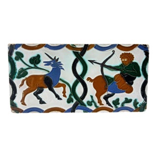 Ramos Rejano Seville Azulejo Hispano-Moresque Tile With Unicorn and Centaur For Sale