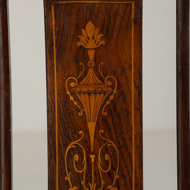 19th Century Pair of Mahogany Inlaid Chairs with Upholstered Seats For Sale In Greensboro - Image 6 of 9