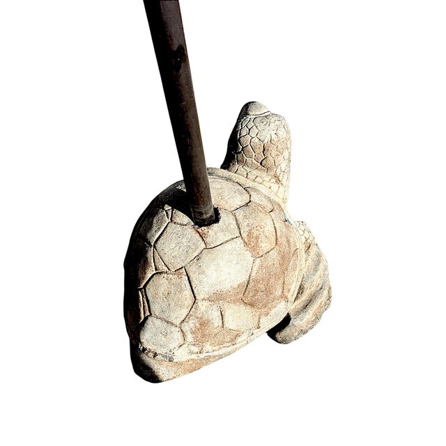 Abstract Figural Cast Stone Tortoise Outdoor Umbrella Base For Sale - Image 3 of 5