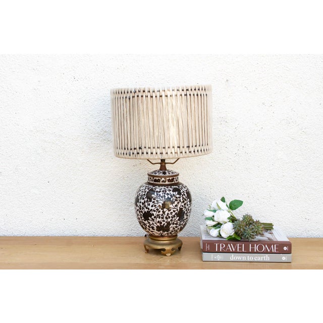Black Vintage Midnight Floral Blossom Table Lamp For Sale - Image 8 of 8