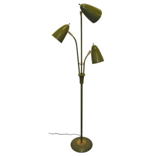 Mid Modern Green Enamel Floor Lamp, 1950's For Sale