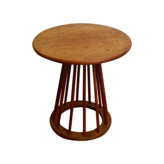 Mid-Century Teak Side Table Stool For Sale