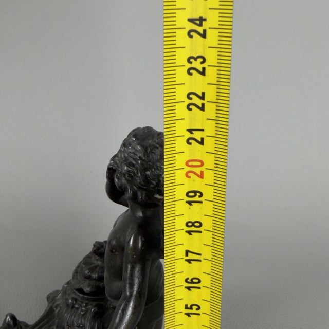 Inkwell for Writing Desk with Winged Putto in Burnished Antimony, 20th Century For Sale - Image 11 of 12