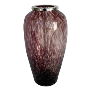 Large Modern Cabernet Spotted Art Glass Vase