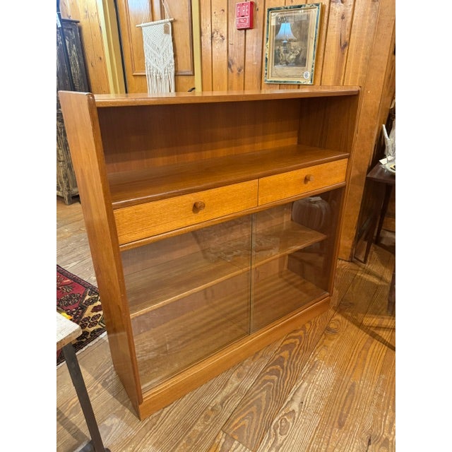 Brown Vintage Nathan Teak Bookcase Display Cabinet For Sale - Image 8 of 12