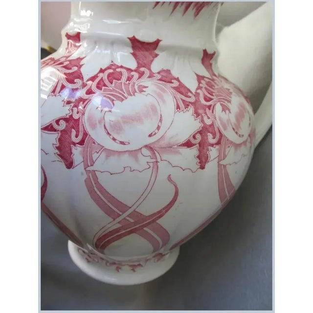 1910s Antique Circa 1910 Art Nouveau Transferware Water Pitcher, Aurora For Sale - Image 5 of 8