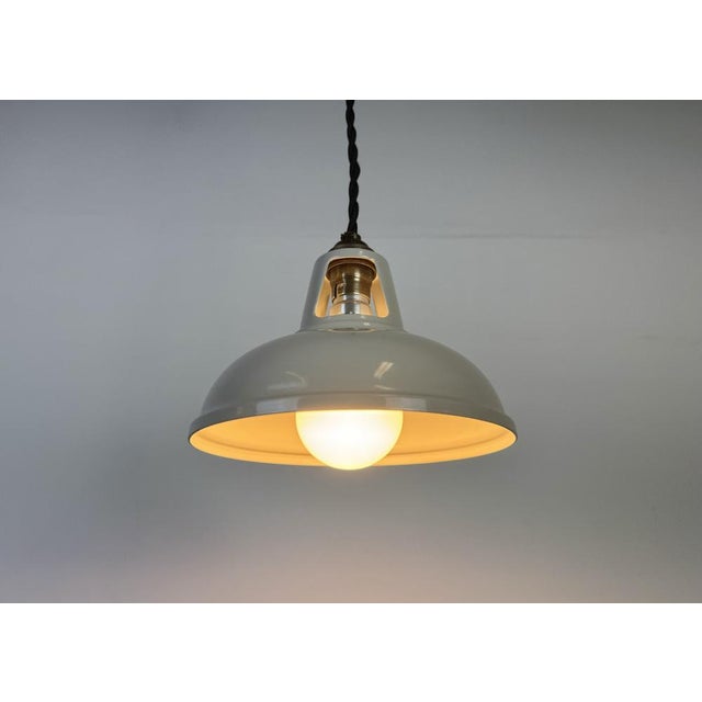 Vintage Industrial Beige Painted Ceiling Lamp For Sale - Image 9 of 17