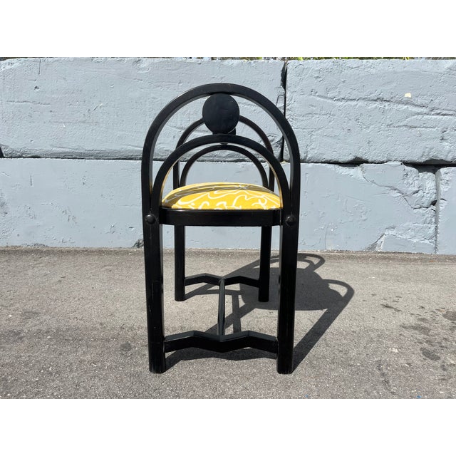 1930s Pair of Original Art Deco Stools, Ottoman, Wood, Black, Yellow For Sale - Image 9 of 16