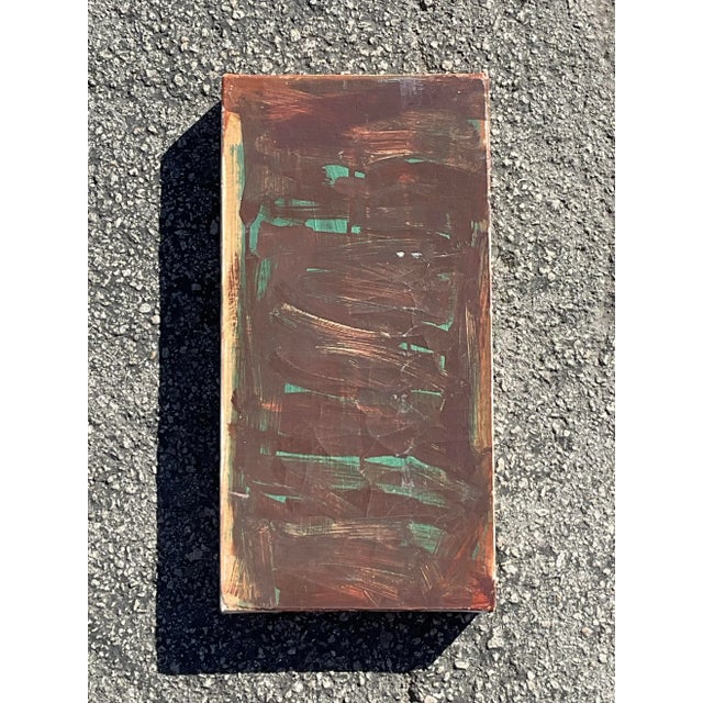 This evocative abstract painting by Russell Christoffersen, from the early 21st century, presents a compelling composition...