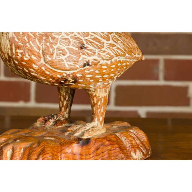 Italian 1920s Carved Wooden Duck Sculpture with Painted Accents For Sale - Image 4 of 12