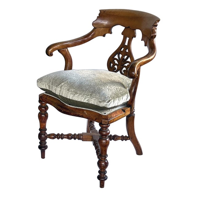 Late 19th Century English Yew Wood Captain's Chair For Sale