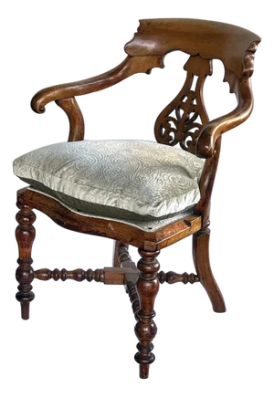 Late 19th Century English Yew Wood Captain's Chair