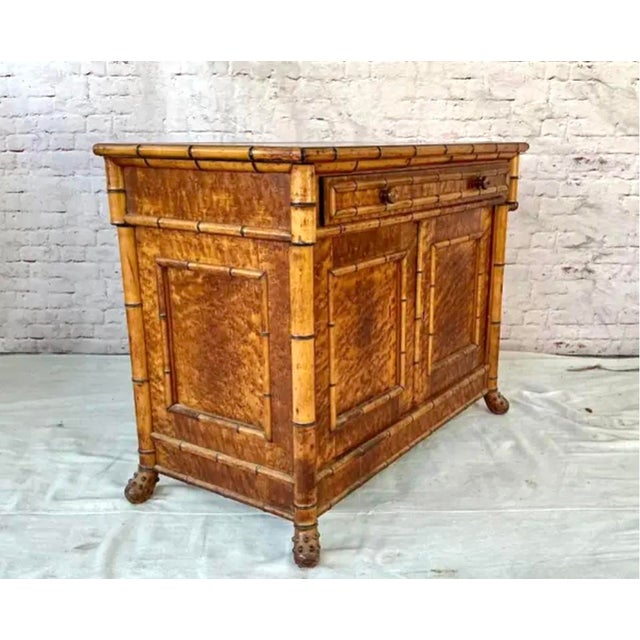Mid 19th Century French Faux Bamboo Bird's Eye Maple Cabinet For Sale In Tampa - Image 6 of 10