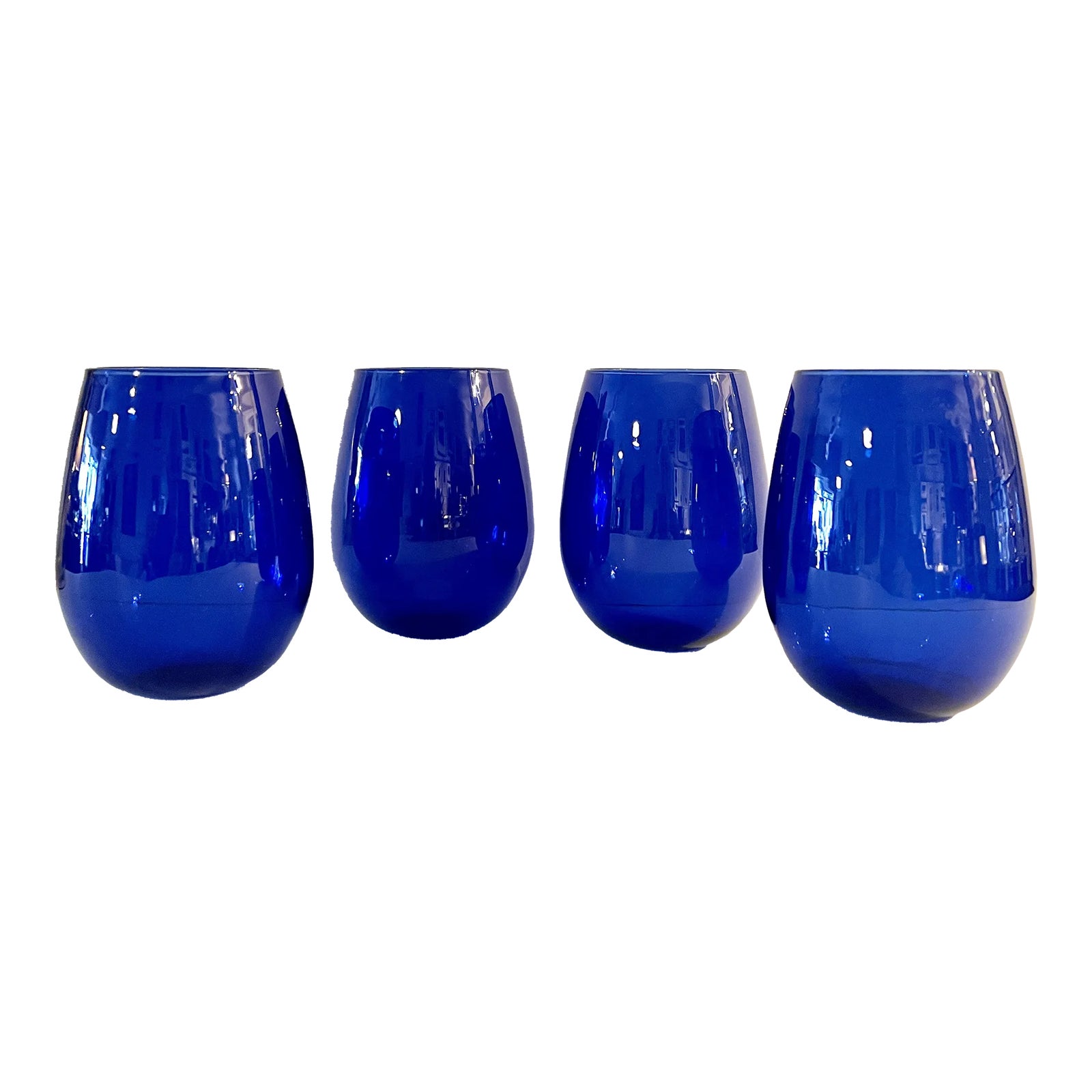 2000s Vertri Cobalt Blue Stemless Wine Glasses Set of 4 Chairish