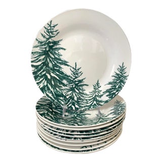 Royal Norfolk Winter, Woodland Christmas or Cabin Dinner Plates. Set of 10 For Sale