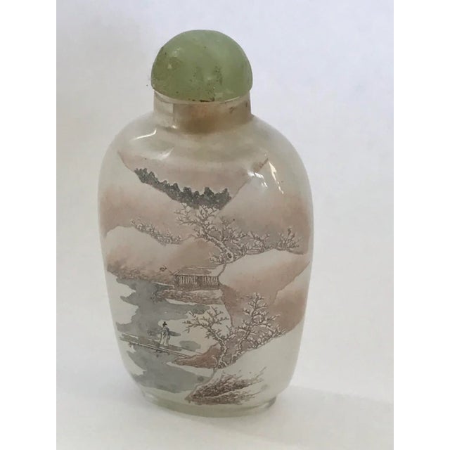 Vintage Inside Painted Snow Bottle of A Wintry Landscape For Sale - Image 4 of 12