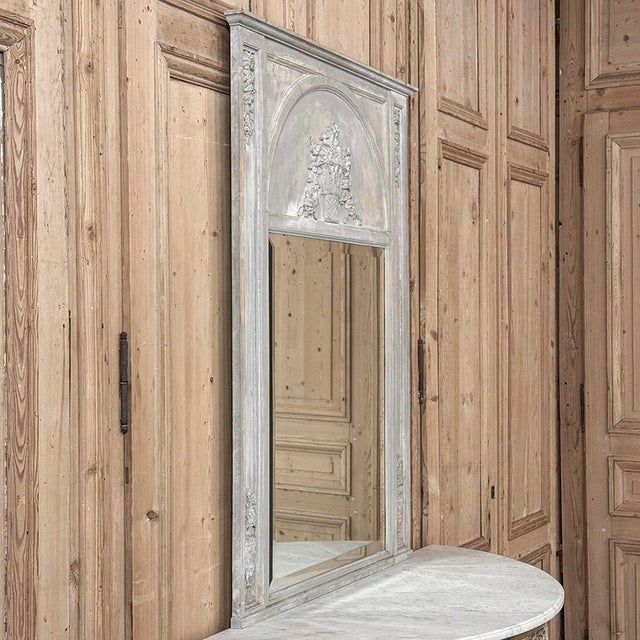 Antique French Louis XVI Painted Trumeau Mirror For Sale - Image 10 of 13