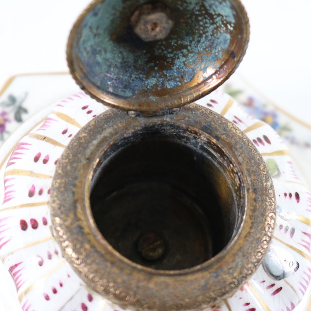 Early 20th Century Porcelain and Bronze Nicholas Haydon Inkwell For Sale In Cincinnati - Image 6 of 11