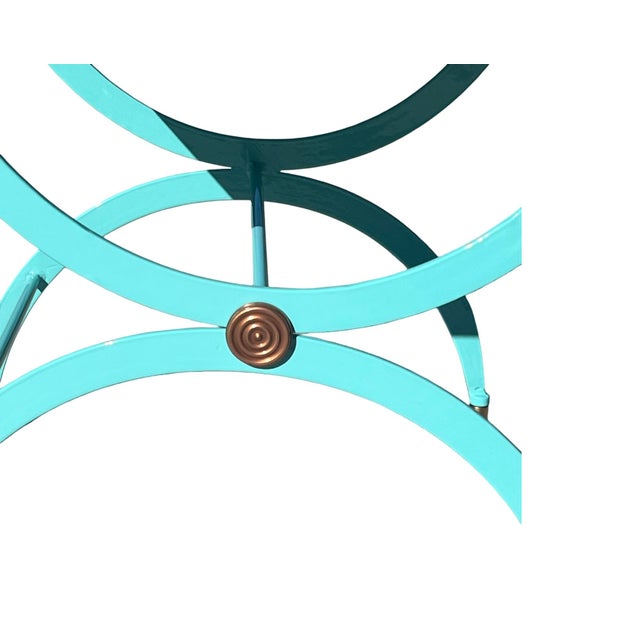 Vintage 1940s NeoClassical Art Deco French Patio Metal Outdoor Armchairs Restored Copper Attributed to Rene Prou For Sale In Palm Springs - Image 6 of 12