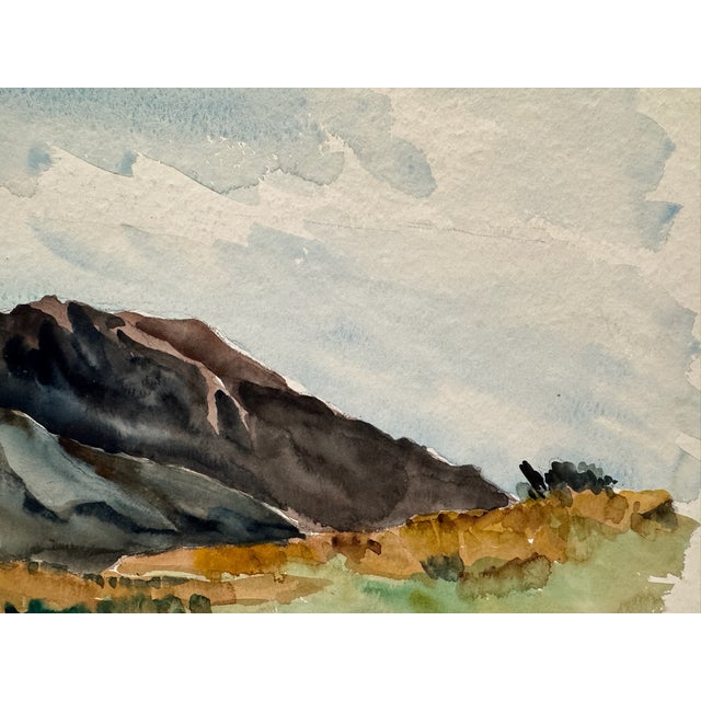 Rustic Henry Emil Salloch Original Watercolor on Paper Rugged Desert Mesa, 1956. For Sale - Image 3 of 7