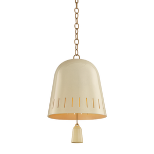 Hudson Valley Lighting Omi 15 in. 1 Light Pendant in Patina Brass and Ceramic Ivory Crackle Finish