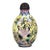 Copper Enamel Snuff Bottle, Hand Painted Crane & Peach Motifs For Sale