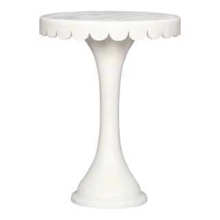 Scalloped White Round Drinks Table For Sale