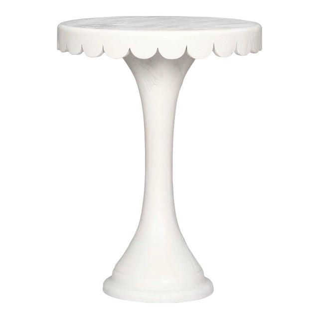 Scalloped White Round Drinks Table For Sale