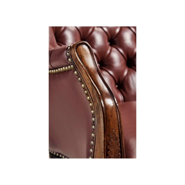 Tufted Red Leather Swivel Office Chair For Sale - Image 9 of 10