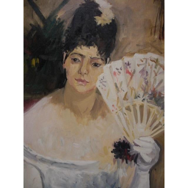 Portraiture Vintage "At the Ball 1875" by Berte Morisot Reproduction Framed Painting For Sale - Image 3 of 8