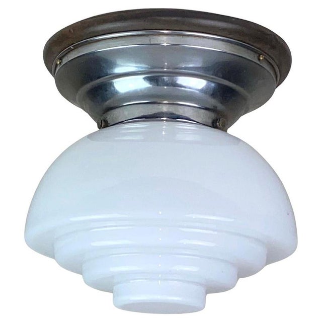 Art Deco Chrome Ceiling Light, 1930s For Sale - Image 6 of 6