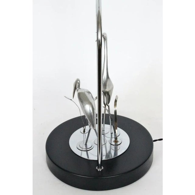 Chrome Curtis Jere Style "Herons" Chrome & Cast Aluminum Table Lamp, circa 1980 For Sale - Image 8 of 13