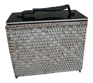 Woven Wicker Basket Shoe Shine Kit Storage Box