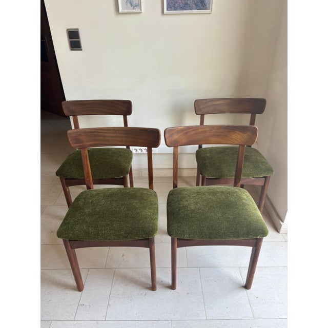 Scandinavian Green Velvet Chairs, 1970s, Set of 4 For Sale - Image 10 of 10