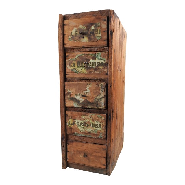 Antique Primative Folk Art Cigar Box Drawers For Sale