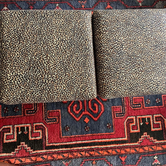 Vintage Pair of Leopard Print Upholstered Vanity Stools – Hollywood Regency Style For Sale - Image 11 of 11