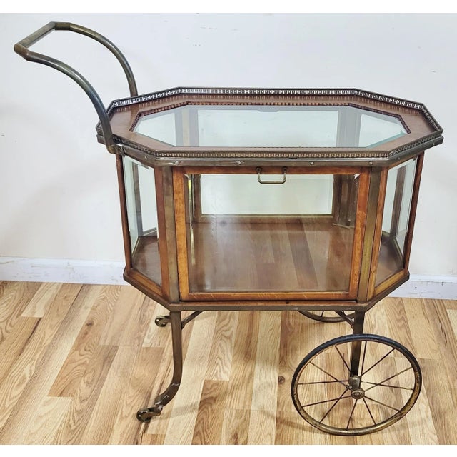 Mid 20th Century Vintage French Mid-Century Modern Liquor Server Bar Cart Cabinet on Wheels For Sale - Image 5 of 15
