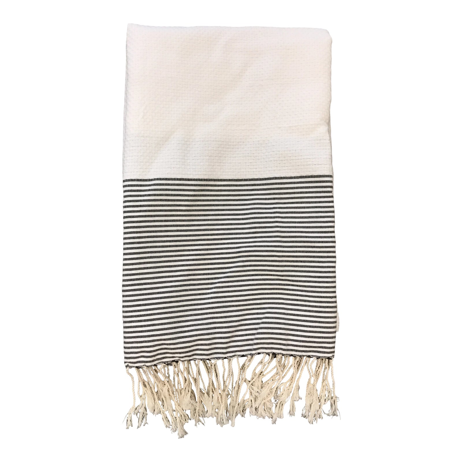 Handwoven Turkish Fouta Bath Towel Off White With Black Stripes and ...