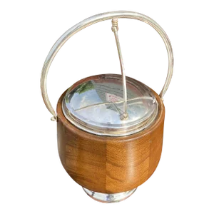 Vintage Walnut & Chrome Ice Bucket
