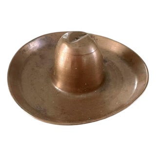 Vintage Hammered Copper Sombrero / Cowboy Hat Ashtray Object For Sale